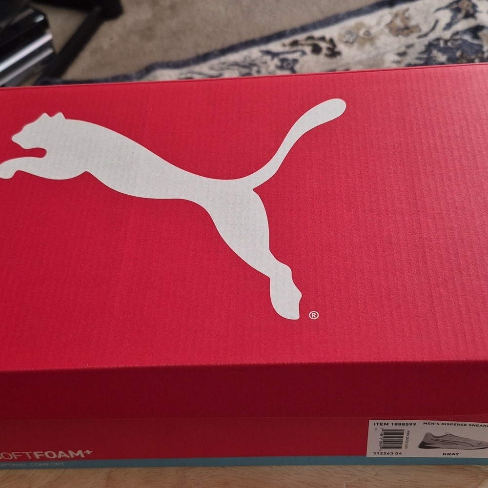 Men's Puma Light Gray Mesh Athletic Sneakers with Black Logo - Picture 10 of 10